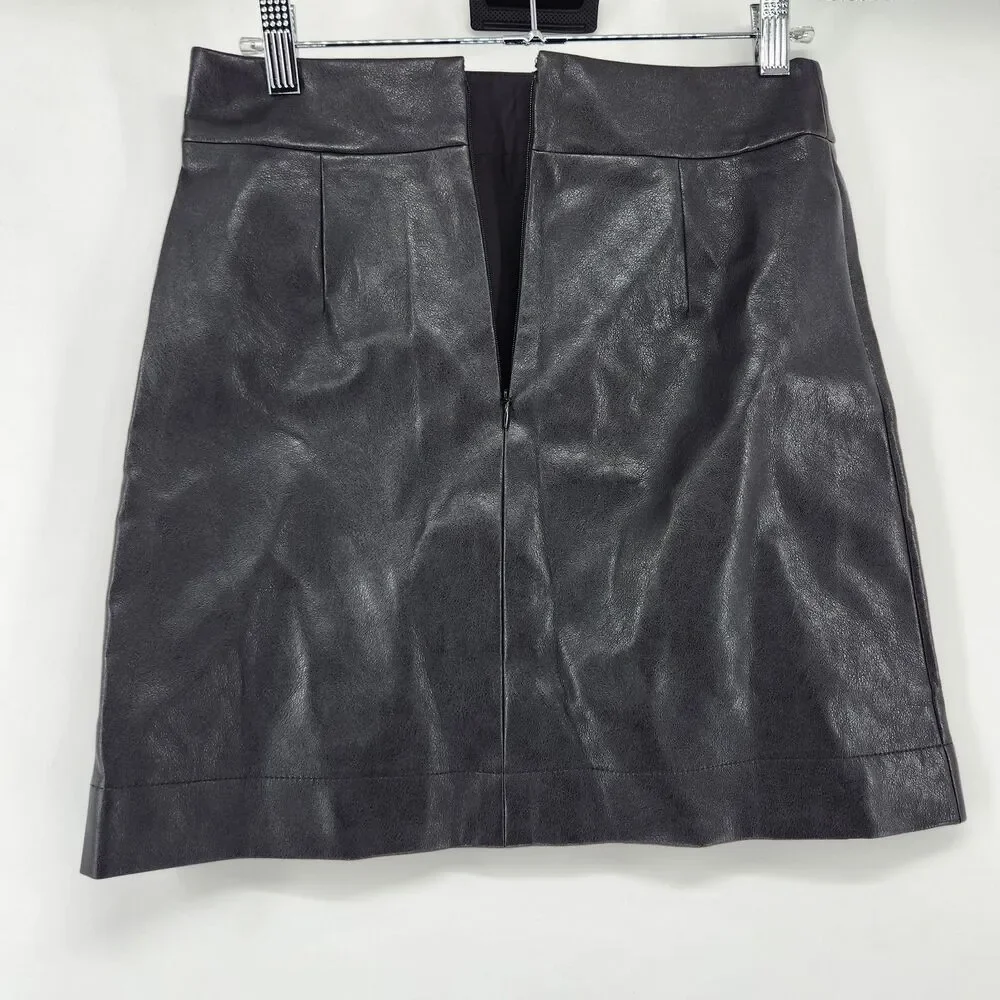 J.Crew Women's Size‎ 0 Black Faux Leather A Line Mini Skirt NWT